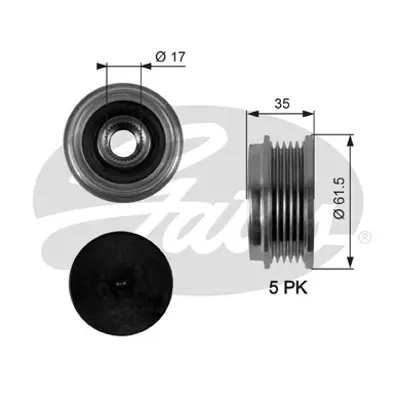 GATES OAP7076 Alternator Kasnagı (Rulmanlı) Passat 1,6 1,8t 2,0 (96 00) A4 1,6 1,8 (94 00) A6 1,8 (97 05) 