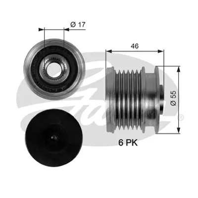 GATES OAP7092 Alternator Kasnagı W204 07>14 W205 14>18 C218 11>17 W212 09>15 W222 13>17 Vıto W639 03> W447 14> Spr 1591500060