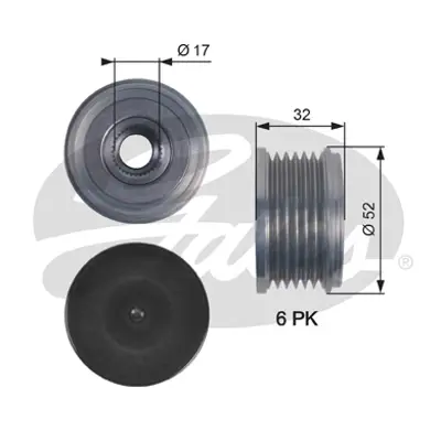 GATES OAP7140 Alternator Kasnagı (Rulmanlı) Berlıngo C2 C3 C4 C5 Jumper Xsara Partner Ducato Partner Boxer P308 P3 