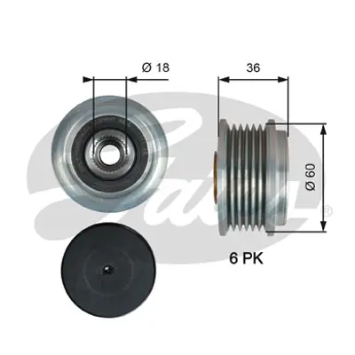 GATES OAP7215 Alternator Kasnagı (Rulmanlı) Toyota Aygo 1.0 14 P108 C1 1.0vtı 14 27415-0Q010