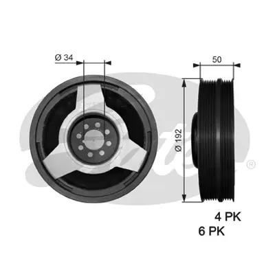 GATES TVD1030 Krank Kasnagı Passat 97>05 A4 99>08 A6 98>05 Superb 02>08 2.5 Tdı Afb Akn Bdg Akn Bau Bdh Aym 059105251AC