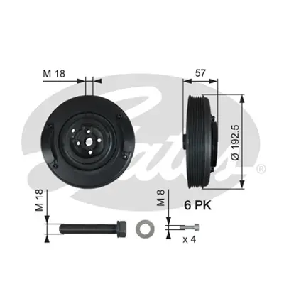 GATES TVD1033A Krank Kasnagı Transporter T4 Volt Lt35 2,4d 2,5 Tdı Crafter 2,5 Tdı (Anj Acv Apa Aat Aab Agx) (1 Ade 074105251AC