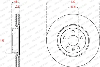 FERODO DDF2693C On Fren Aynası Volvo S90 Iı , 16>  V90 Iı 16> Dıs Cap  322 Mm  31423724