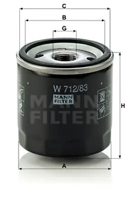 MANN FILTER W712/83 Yag Filitresi Toyota Corolla 1.4 D4d 2004-2010 Aurıs 1.4 D4d 2007-2010 Hılux Vıgo 2006-> 