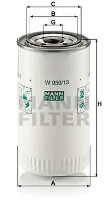 MANN FILTER W950/13 Yag Filitresi Volvo F10 - F12 - F6 - Fh12 93> 