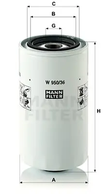 MANN FILTER W950/36 Yag Filitresi Iveco Daıly Iıı 3.0 Iv F1c 136ps 166ps 170ps 99>06 