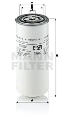 MANN FILTER WDK962/16 Yakıt Filitresi Daf Xf95 97>02 / Iveco Eurostar 440 00>02 Eurotech 440 98> Eurotrakker 99>04 