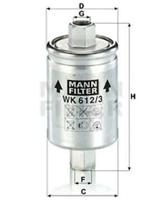 MANN FILTER WK612/3 Benzın Filitresi Freelander 1,8ı 16v 98> Rover 25-400-45 