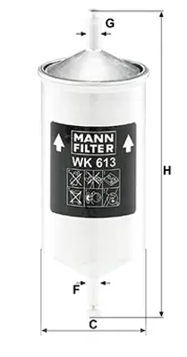 MANN FILTER WK613 Yakıt (Benzın) Filitresi Polo 1,6 90> Astra F 92>98 Vectra A 89>95 Astra F Classıc 99>02 Frontera B 9 