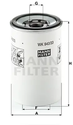 MANN FILTER WK940/33X Separ Filitresi Ince Tıp Volvo Fh400 440 480 520 Fh12 340 380 420 460 500 Fh16 550 540 580 / Renault  