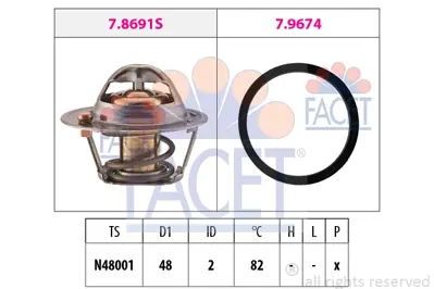 FACET 7.7999 Termostat (82°) Focus 98 /> Focus Iı / Iıı 03 /> Fıesta 01 /> Fusıon 01>12 1,25 / 1,4 / 1,6 16v Mond 