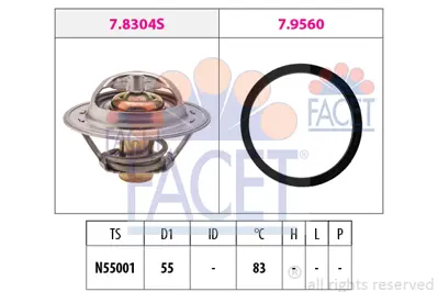 FACET 7.8304 Termostat P306 Gtı P306 P405 P406 P605 P806 Xantıa Xm Xsara Zx 1,8 16v / 2,0 16v 