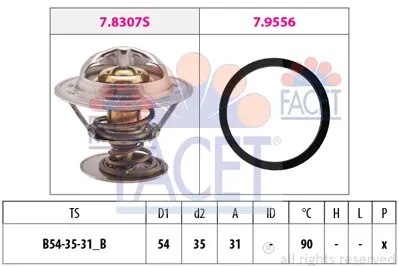 FACET 7.8307 90c Termostat (90°) Laguna 2,0 16v Safrane 2,0 