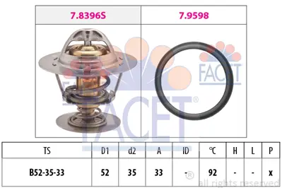 FACET 7.8396 Termostat (92°) Connect 02>13 T12 T15 92>00 Escort Iv / V / Vı / Vıı 1,6 16v / 1,8 16v / 1,8td 92>00 