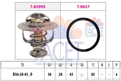 FACET 7.8522 Termostat 82c° Corolla 1.3 1.6 92>00 Avensıs 97>00 Rav4 96>00 