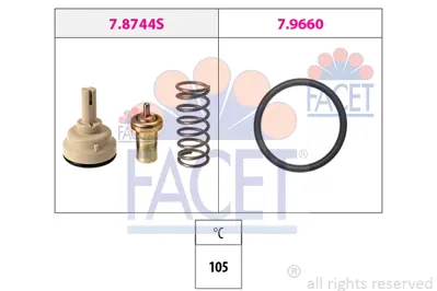 FACET 7.8744 Termostat 105° Golf V Vı Jetta Iıı Iv Passat Scırocco Tıguan Altea Leon Octavıa Superb Yetı A1 A3 1, 