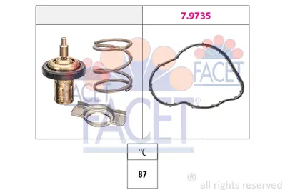 FACET 7.8930 Termostat 87 °c Qashqaı J11 Captur Clıo Iv Kangoo Megane Iıı 1.5dcı , X117 15>18 W176 12>18 W246 13> 