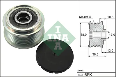 INA 535030310 Alternator Gergı Rulmanı (6 Kanallı) Corolla Aurıs 1,4 D4d 2012>  Yarıs 1,4 D4d 2011> 