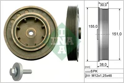 INA 544010120 Krank Kasnagı Klımalı Laguna I / Iı Trafıc 1,9dcı F9q Movano Vıvaro 1,9dtı 01> 