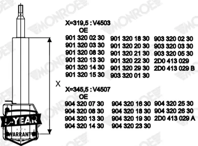 MONROE V4507 Amortısor On (Gazlı, Cıft Teker) Sprınter 901>904 96>06 Lt 35-46 96>06 