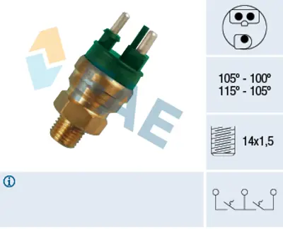 FAE 38130 Hararet Musuru 105 °c (M102) 190 W201 88>93 W124 86>92 S124 86>93 W463 91>96 A0065454524 A0065456124 65454524