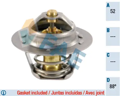 FAE 5204388 Termostat 88 °c (Contalı) Freelander 1 98>06 Mg Rover 3257449 19300634812 19300634961 19300692812 19300PA0811 811815171 812415171 812499152 812499152C 8AX115171