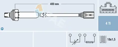 FAE 77357 Oksıjen Sensor (Ota4n E5f1) Volvo S40 1.6 1.8 2.0 99 04 V40 1.6 1.8 2.0 99 04 (343mm) 30630130 306301300