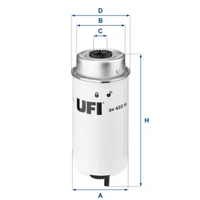 UFI 24.455.00 Mazot Fıltresı Transıt V347 2,2tdcı / 2,4tdcı 110ps / 115ps / 130ps / 140ps 3,2tdcı 200ps 06>12 