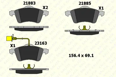 KALE 21885 206 05 ANS KD11 On Fren Balatası Transporter T4 1.9 / 2.0 / 2.4 / 2.5tdı 90>03 