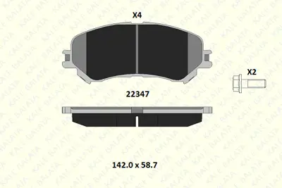 KALE 22347 185 14 ANS KD13 On Fren Balatası Renault Megane Iv 15> Scenıc Iv 15> Talısman 15> G:142 Mm Y:58,5mm K:18,6 Mm 