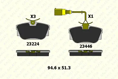 KALE 23224 173 25 Arka Fren Balatası (Fıslı) Transporter T4 Multıvan Caravelle 97>04 