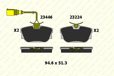 KALE 23446 165 25 Arka Fren Balatası (Kablolu) Sharan Alhambra Transporter T4 99>03 Galaxy 1,9td 00>06 Mondeo Iıı St22 