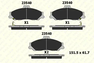 KALE 23540 173 14 On Fren Balatası Ranger 2,5td 4x4 04> 2,5,2,5d 4x4 99>02 06>11 Mazda B2500 01>03 Bt 50 