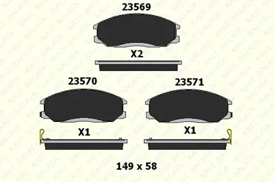 KALE 23569 170 05 On Fren Balatası Hyundaı Starex 03-> Santafe 01-06 / Ssangyong Kyron / Actyon 