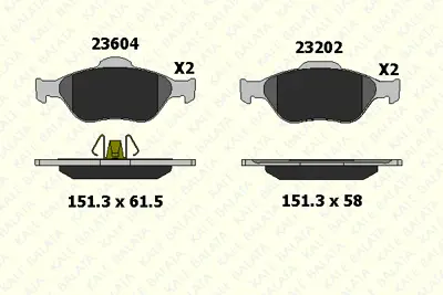 KALE 23604 188 05 ANS KD13 On Fren Balatası Fıesta Iv / V 95>08 Fusıon 02>12 Ka 1,6 03>08 Mazda 121 Iıı 03> Abslı 