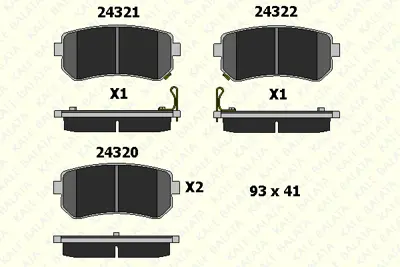 KALE 24320 159 05 ANS KD13 Arka Fren Balatası Hyundaı Accent Era 06-> / I20 08-15 / I30 07-12 / Ix20 10-> / Ix35 10-> / Sonata  