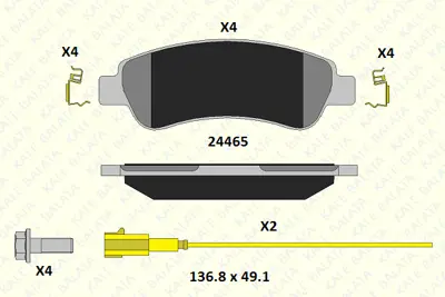 KALE 24465 190 15 Arka Fren Balatası Boxer Iıı Jumper Iıı Ducato Iıı 12> (2 Fıslı+4 Cıvata+8 Klıps) 