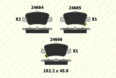 KALE 24664 165 05 ANS KD13 Fren Balatası Arka Toyota  Aurıs 1.4 D4d 1.6 07-> Corolla 1.4 D4d 1.6 07-12 Ikaz Kablolu 