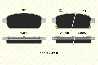 KALE 25096 162 05 KD13 Arka Fren Balatası Astra J Cruze Mokka 