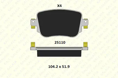 KALE 25110 175 04 KD13 Fren Balatası Arka Sharan 10> Caddy Iv 15> A1 10> Q3 11> / Alhambra 10> Leon 12> Octavıa Iıı 13> 