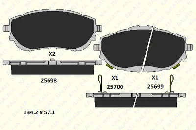 KALE 25698 187 15 ANS KD13 On Fren Balatası Toyota Corolla 2013->  Aurıs 2012-> 1.33 1.6 Benzınlı 1.4 D4d Dızel 