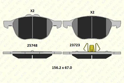 KALE 25748 182 05 On Fren Balatası Connect 13 /> 1.5-1.6 Tdcı 1.0 Ecoboost   Kuga  Iı 4x2 13 /> 1.5-1.6 Ecoboost-1.5-2 