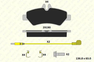 KALE 29190 190 34 KD11 Fren Balatası Arka Sprınter 906 06> Crafter 06>16 