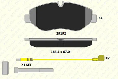 KALE 29192 209 44 KD11 Fren Balatası On Vıto W639 07> Vıto W447 14> Crafter 06> Sprınter 06> 