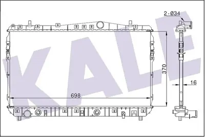 KALE 355400 Motor Su Radyatoru Rezzo 370x698x16 