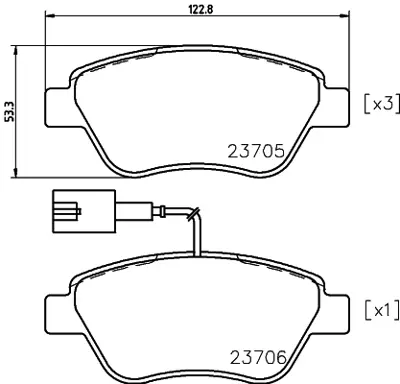 GRAP 93826/3 On Fren Balatası Fıat 500 500c Doblo Fıorıno Panda 1.3 Mjet 1.4 1.2 1.9 Jtd 1.6 16v 01> Ford Ka 1.3  4254C8 71754647 71754802 77362091 77362194 77362548 77363942 77363974 77364477 77364517