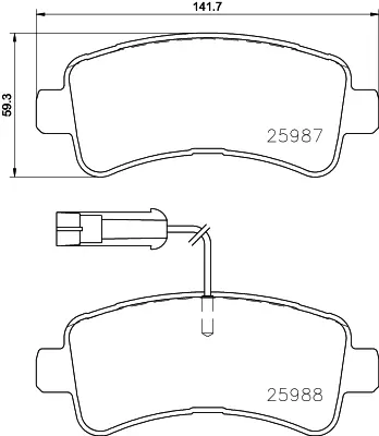 GRAP 94224 Fren Balatası Arka Fıslı Ducato 14> / Boxer 14> / Jumper 14> Kablolu 1612434080 77367094 986494993 68230095AA 77368453 1673605980 68230095AB 68230095AC 25987 25988