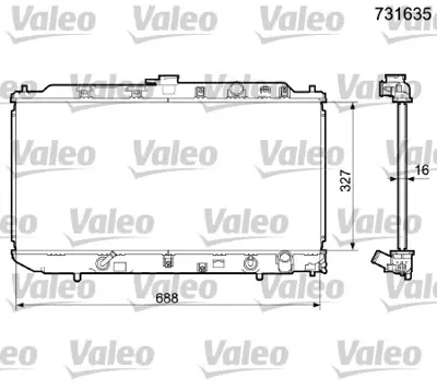 ORIS BHY034016 Motor Radyatoru (375x648x16) Elantra 1,5i 90-> Manuel 2531028000 2531028200 2531028A00 2531028050 2531028C00 1283059 8MK376762151 54M02 62293 19010PM5R02