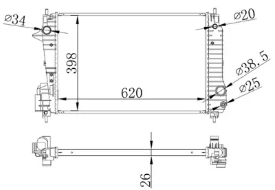 ORIS BCH331026 Motor Radyatoru ( 620x398x26 ) Aveo 1,3d 12-> 95022454 95939915