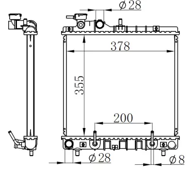 ORIS BHY002016 Motor Radyatoru (355x388x16) Atos 1,0i 12v 97-04 Otomatık 253101E350 253101E351 253101E300 253101E301